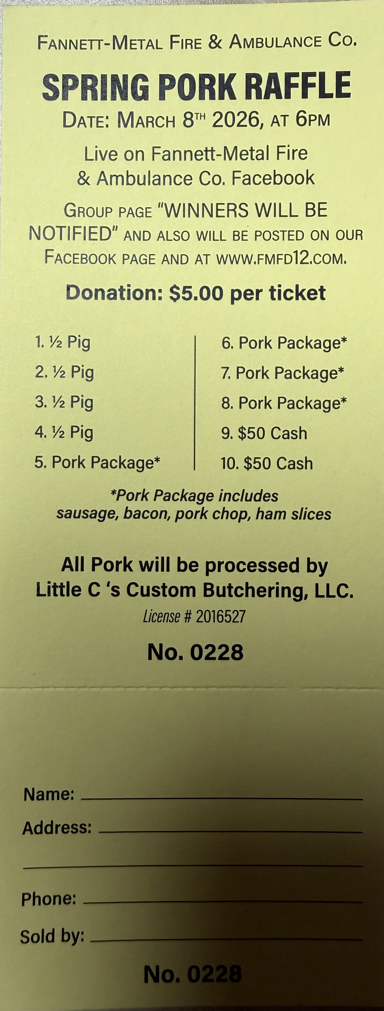 Pork Raffle Spring Pork Raffle ticket-127